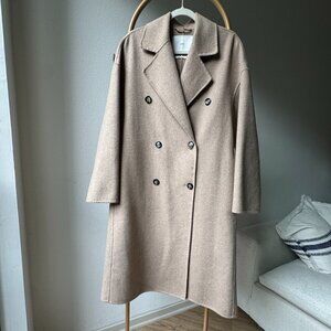 Elegant Double-Breasted Wool Blend Coat by MNG - Size M